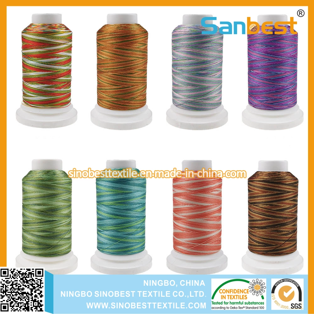 120d/2 Multicolor Chinese Premium Twisted Polyester Embroidery Thread on Small Reel