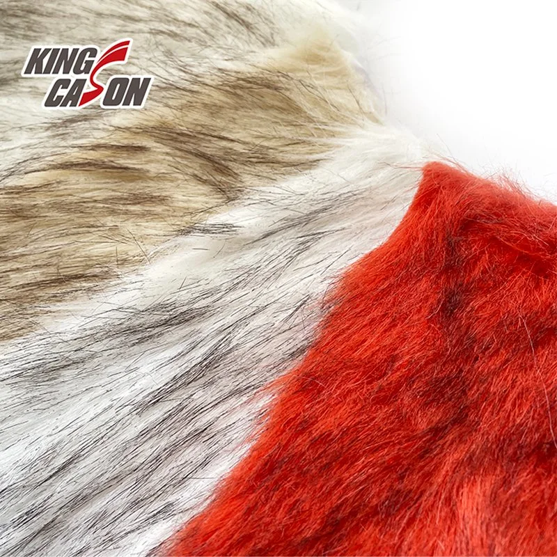 Kingcason White Gradient 4cm Long Pile Faux Fur Fabric for Garments Collar