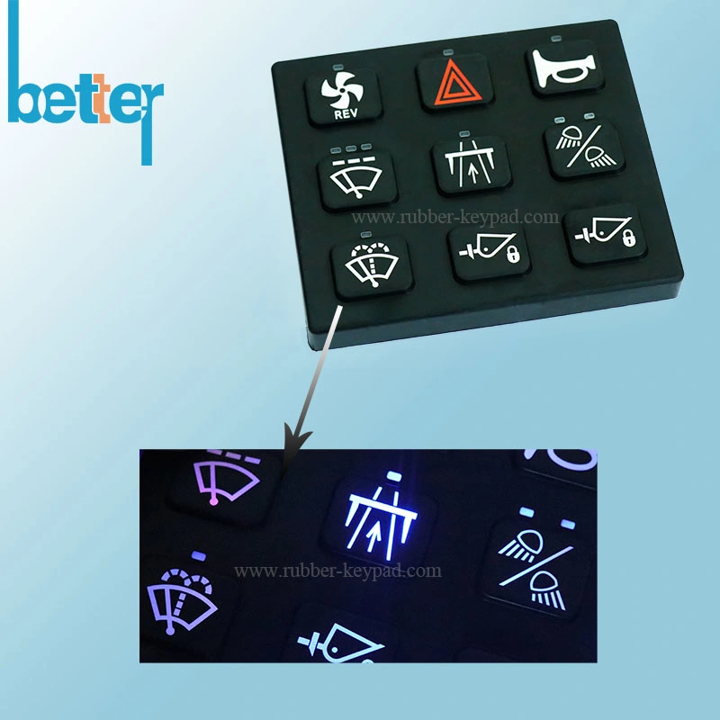 Customized Plastic/Silicone Rubber Laser Engraved Backlit Illuminated Keypad