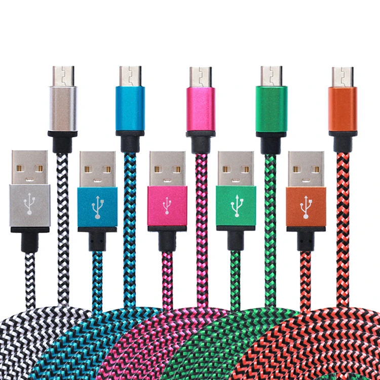 Wholesale 1m/2m/3m Nylon Braided Cell Phone USB Cable