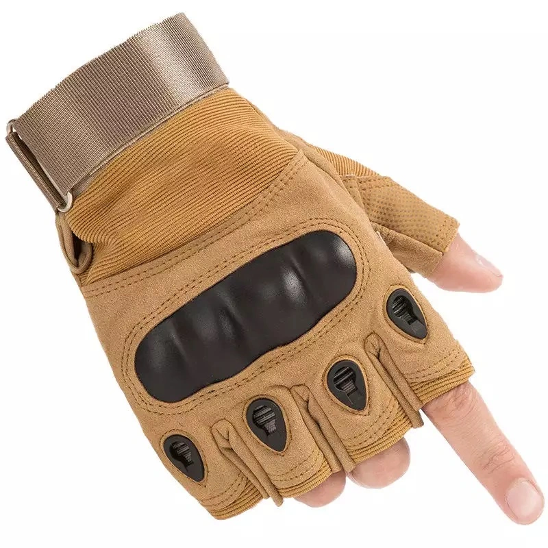 Gants tactiques d'entraînement à demi-doigts pour sports de plein air avec protection rigide des articulations en gros d'usine.