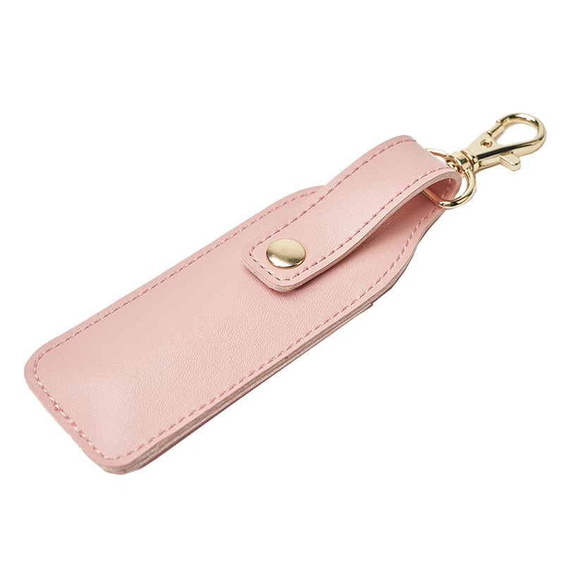 OEM Leather Multicolor Lip Balm Lipstick Pouch with Snap Button and Portable Key Chain