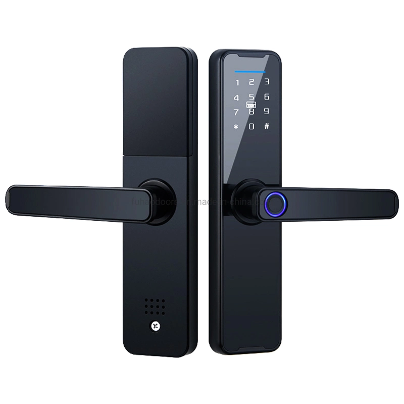 Hot Sale Tuya App Remote Control noir Mot de passe de serrure de porte d'empreintes digitales de déverrouillage de serrure de porte électronique sans clé de verrouillage à puce biométrique