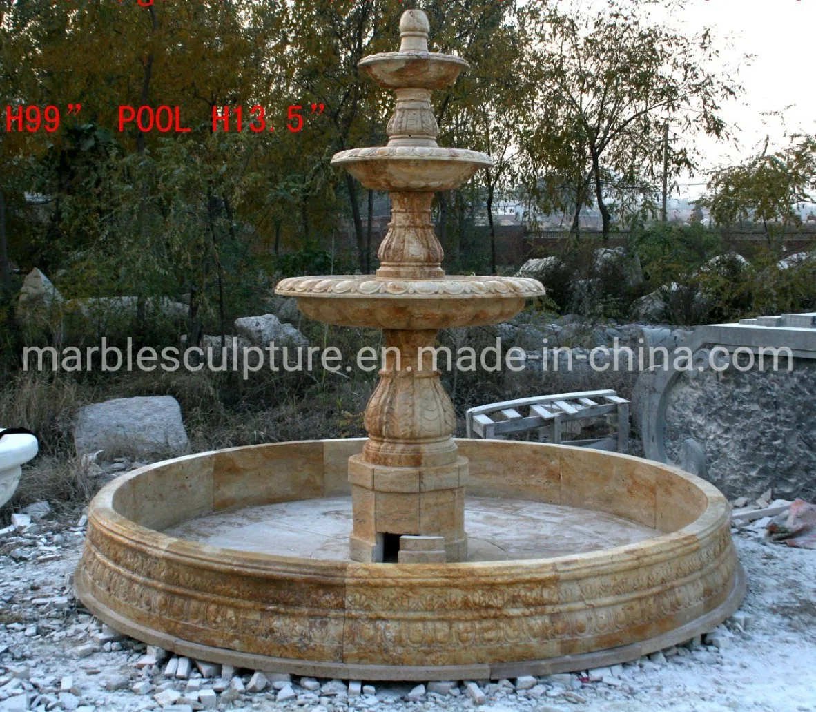 Simple Style Multi Levels Hand Carved Outdoor Marble Water Fountain (SYF-082)