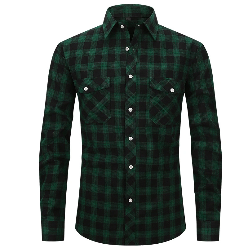 Ganzverkauf Custom Heavy Wool Plaid Langarm Flanell Shirts für Männer