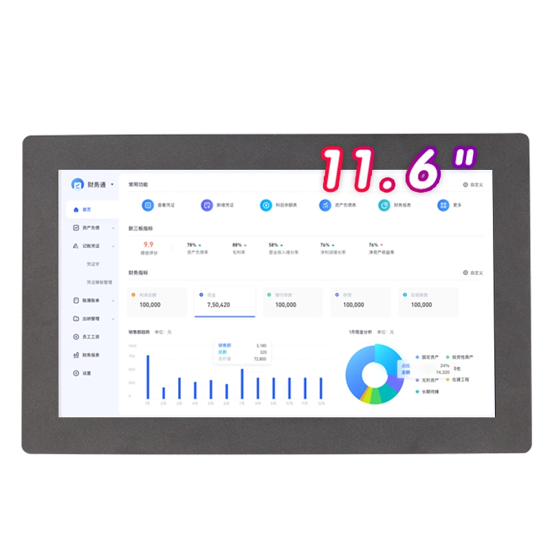 Embedded 11,6 polegadas 1366*768 VGA HDMI ou tela de toque exibir a caixa de metal para montagem na parede de instrumentos industriais de computador monitor LCD