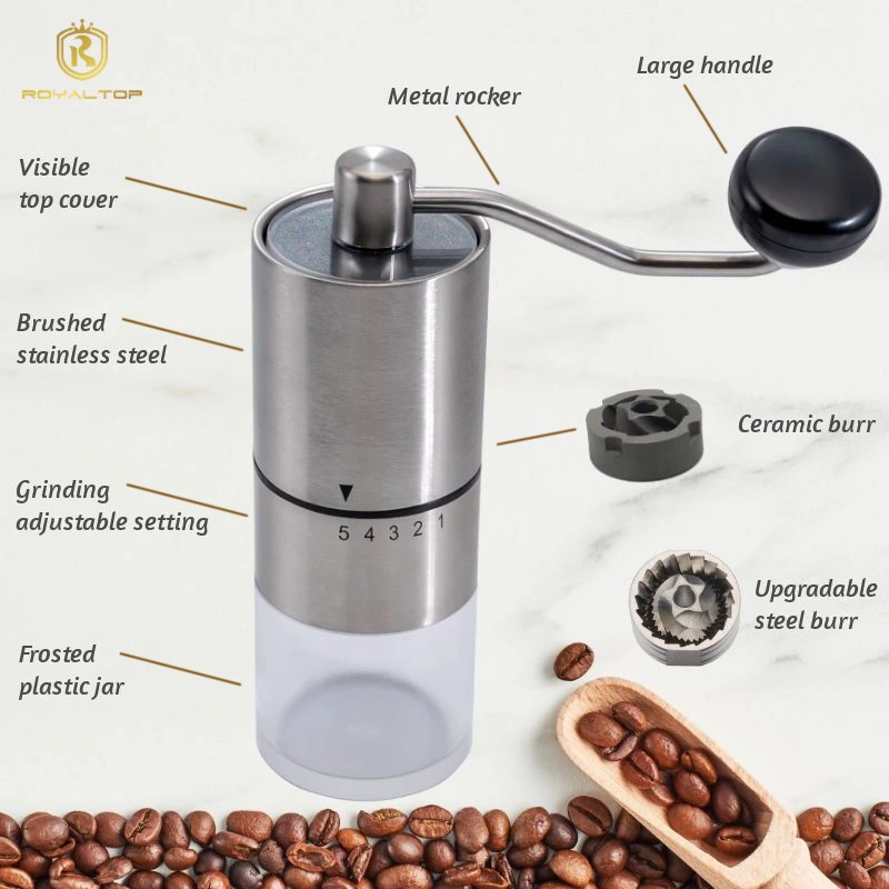 Wholesale/Supplier Adjustable Grinding Settings Conical Burr Manual Coffee Bean Grinders for Espresso Drip Press