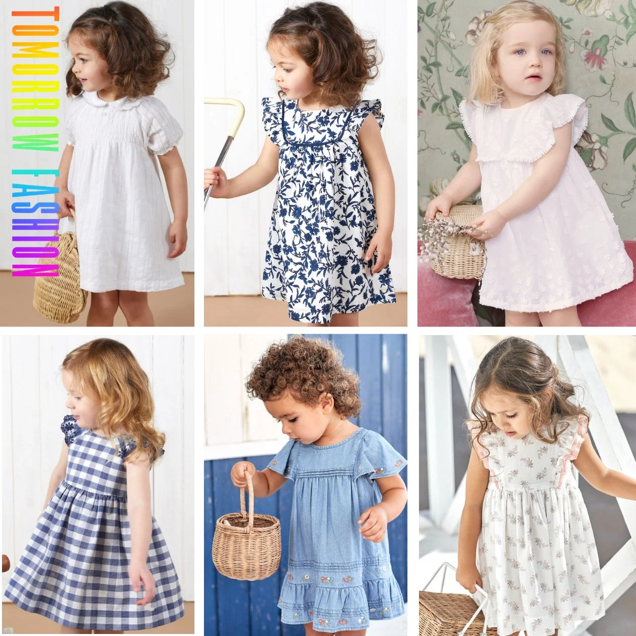 O desgaste das crianças do sexo feminino por grosso de vestuário infantil vestuário define o designer de moda de Verão Flor Floral Kids Vestuário Vestuário para bebé Meninas vestidos