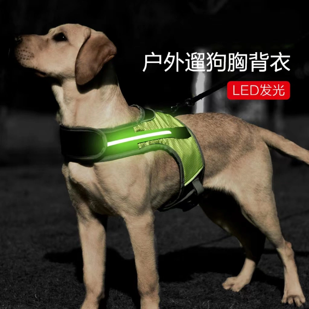 Correia LED correia de peito para cão para animais de estimação para maior E cães de tamanho médio que viajam com arnês LED Night