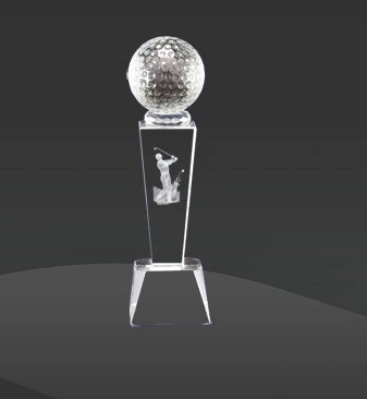 3D Figurine Glass Crystal Golf Trophy for Sport