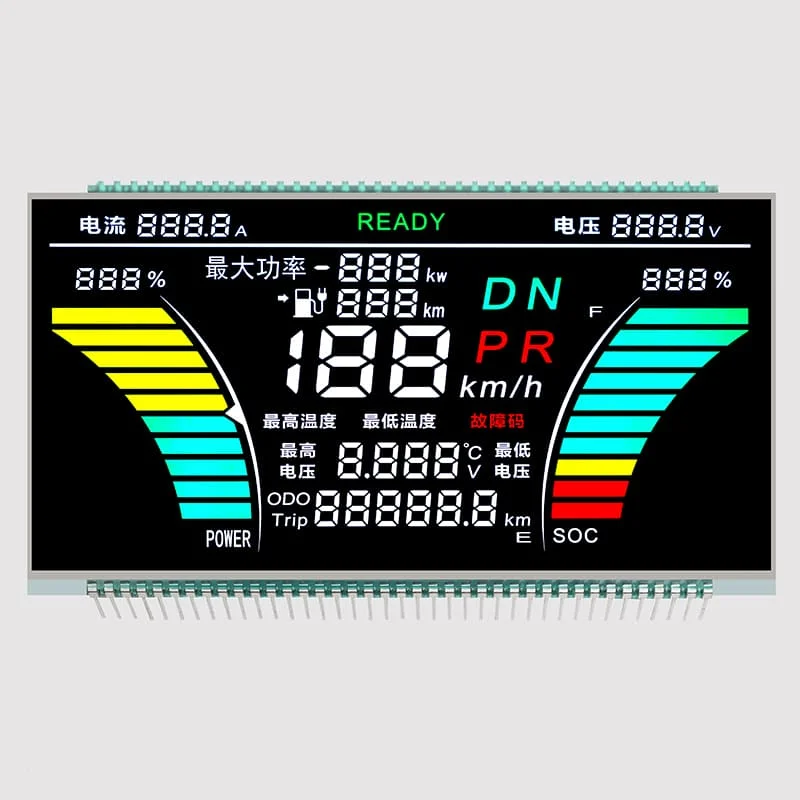 Vehículo Eléctrico personalizada Pantalla grande de instrumentos 7 Segmentos Pantalla LCD con retroiluminación