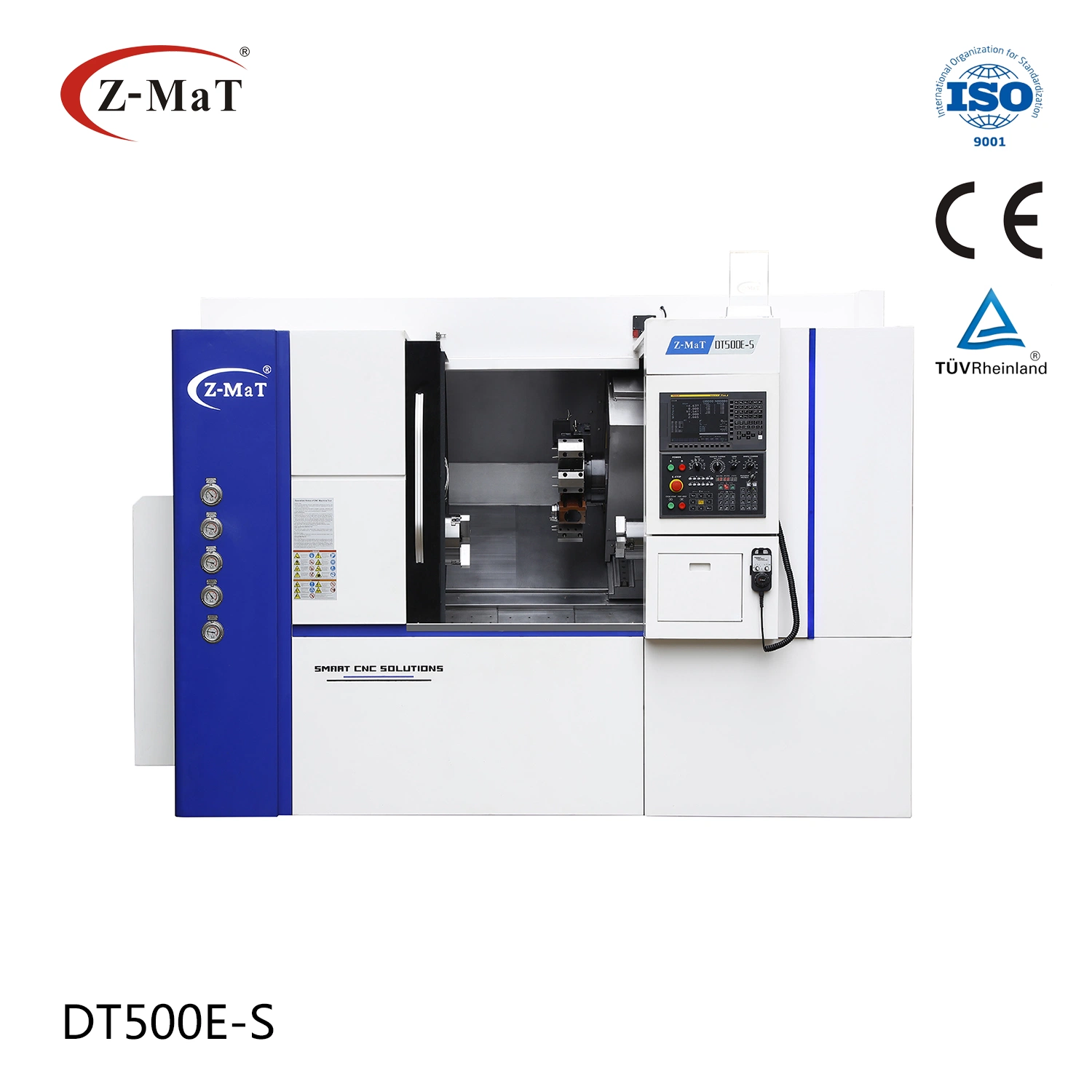 torno giratorio de doble husillo con eje y de torreta de herramienta accionada Z-Mat DT500E-S CNC centro de torneado herramienta turn molino para metal corte