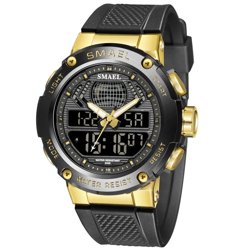 Blue Dual Time Relojes Hombre Waterproof Jam Tangan Sports Digital Armbanduhren