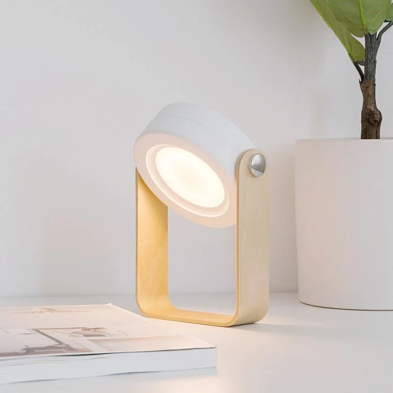 Dropshipping Lámpara de mesa plegable portátil de mango de madera plegable retráctil de la luz de linterna LED lámpara de mesa de lectura de cabecera dormitorio