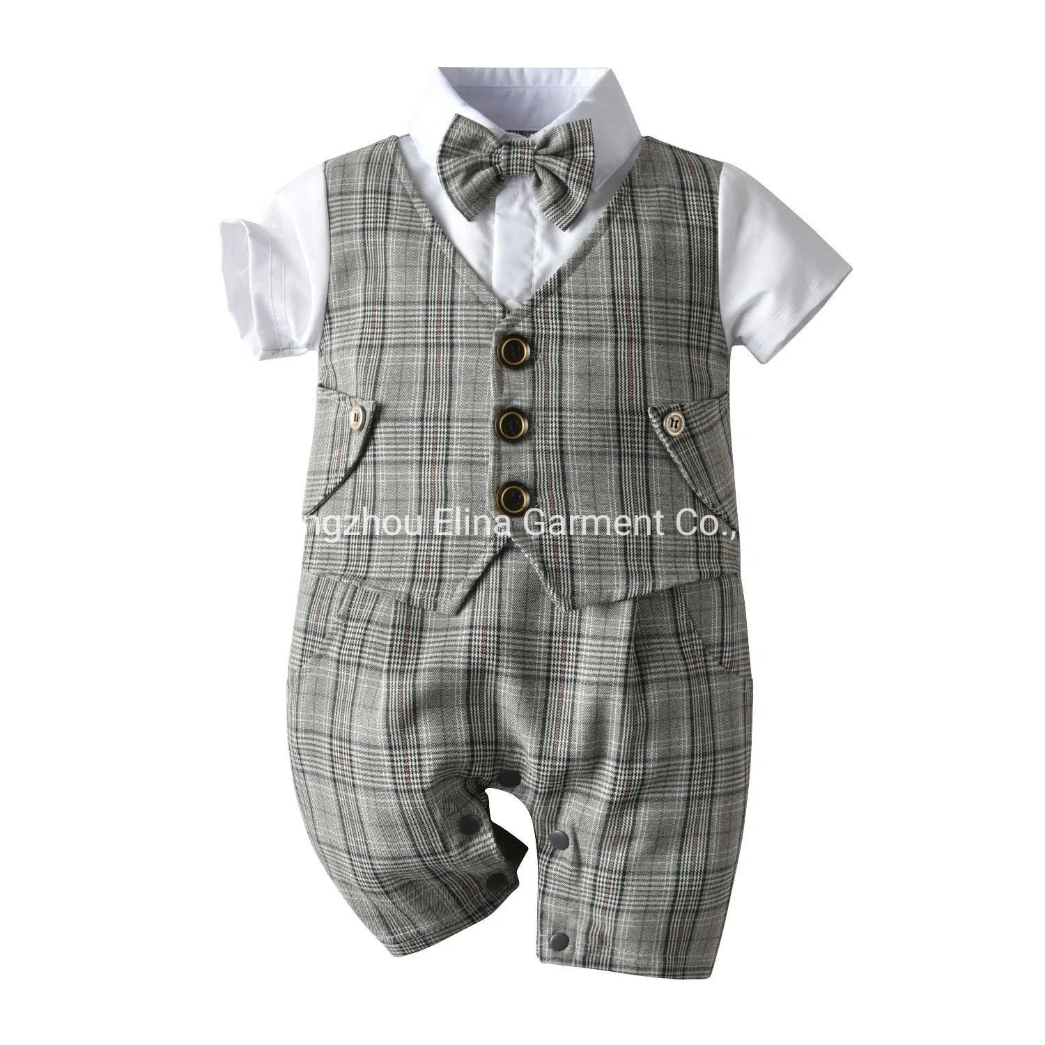 New Summer Gentleman Short-Sleeved Handsome Cotton Romper Newborn Baby Clothes Boys Wear