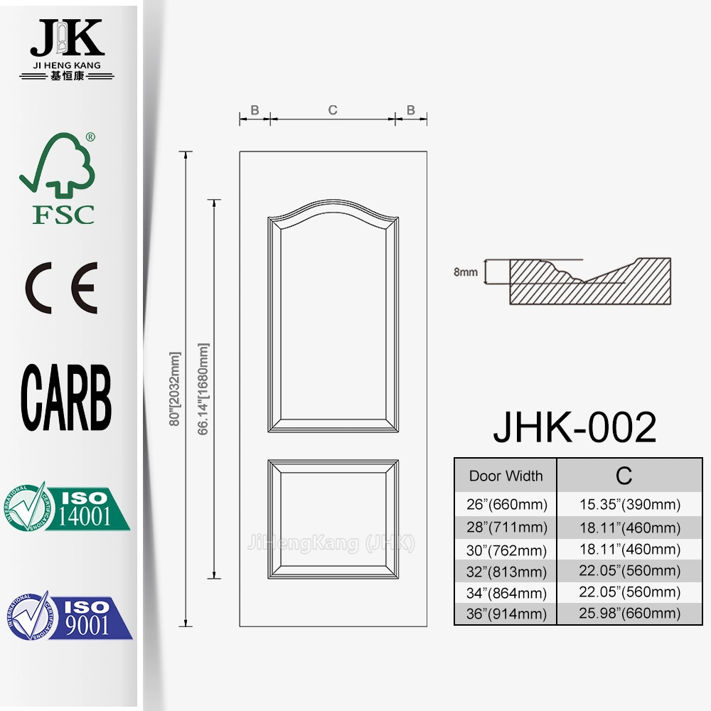 Jhk-002 White 2 Panel Home Interior Door Skin Malaysia