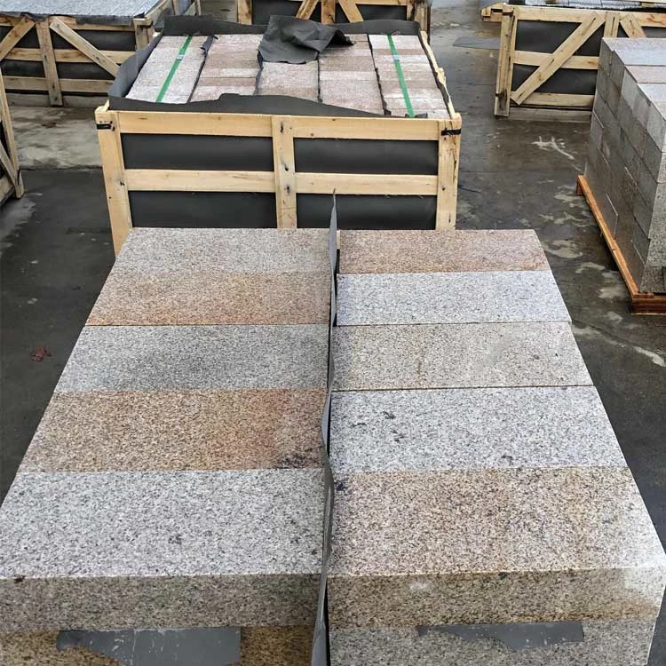 Fábrica directo bajo Precio acabado en flameado Amarillo granito Rusty G682 Pavimentación de piedra para extendedoras de patio