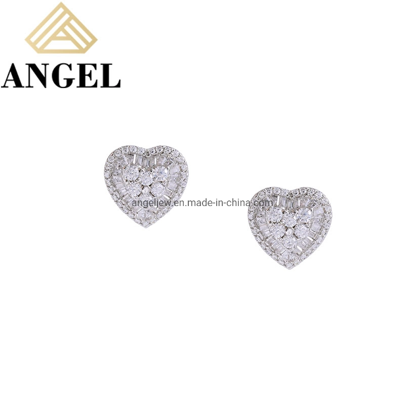 High Quality Fashion Accessories 925 Sterling Silver Earring Jewelry Earrings Love Heart Ear Stud Earring Jewellery with AAA Cubic Zirconia