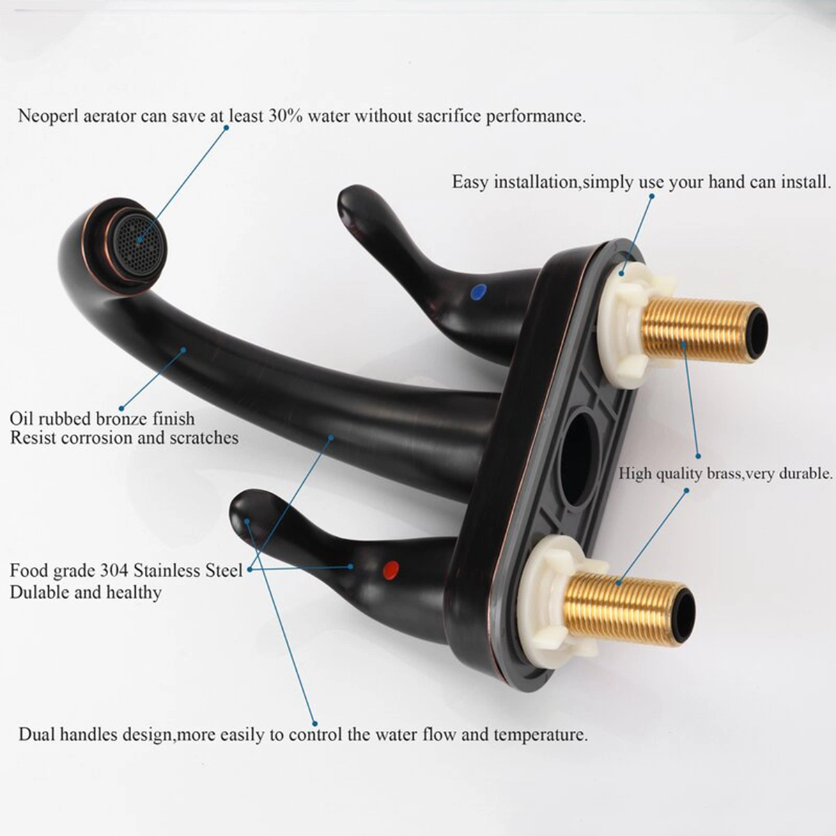 Aquacubic isento de chumbo Cupc 4" Centerset Montado sobre o pavimento Bacia Lavatório Torneiras Torneira Bacia Banho Batedeira