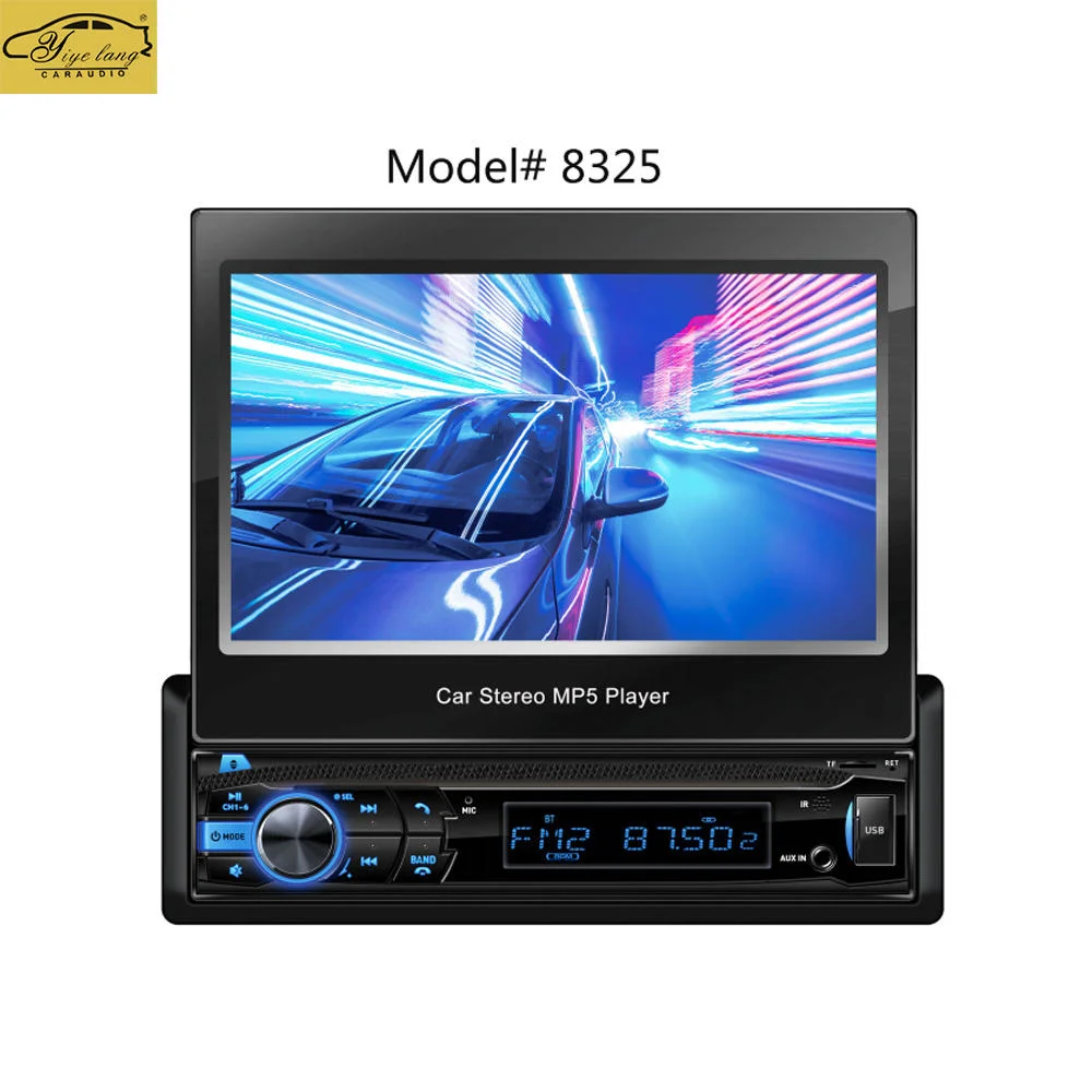 مشغل أقراص DVD للسيارة العالمي بشاشة قابلة للسحب مقاس 7 بوصات تعمل باللمس MP5 راديو السيارة بنظام Android بنظام Bluetooth® USB FM Audio 1 DIN