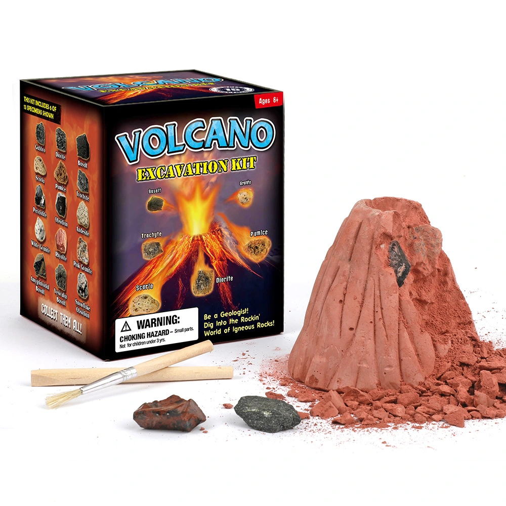 Stem Science DIY Archaeology Kit Dig and Discover Mineral Volcano Rock Excavation Geology Digging Toy for Kids