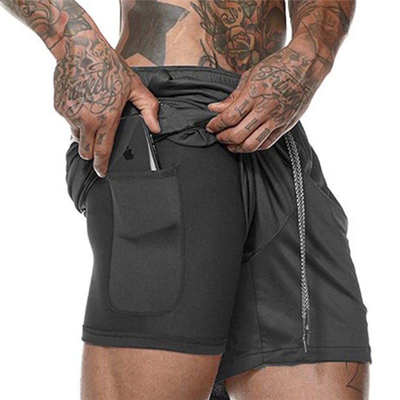 Wholesale Gym Shorts Mens Sports Wear 2 in 1 Sweat Sports Basketball Boxing Gym Soccer Running Shorts