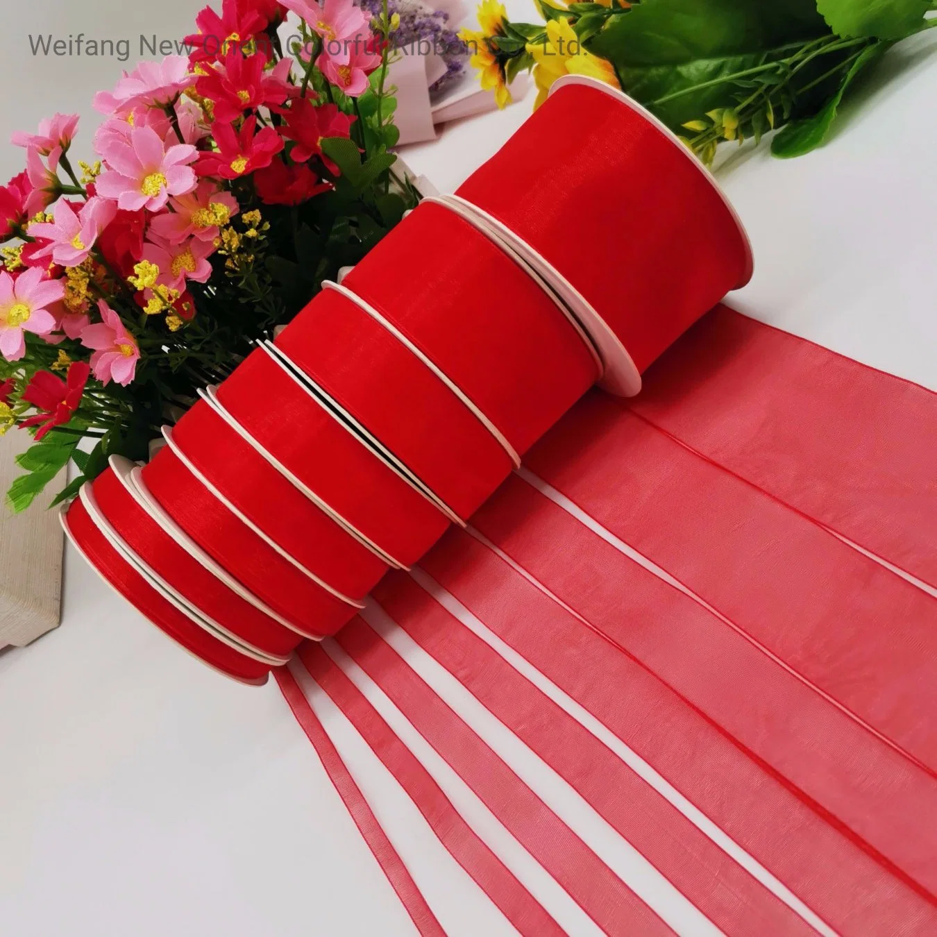 Red Ribbon Organza Factory Hot Sale Decorating Festival