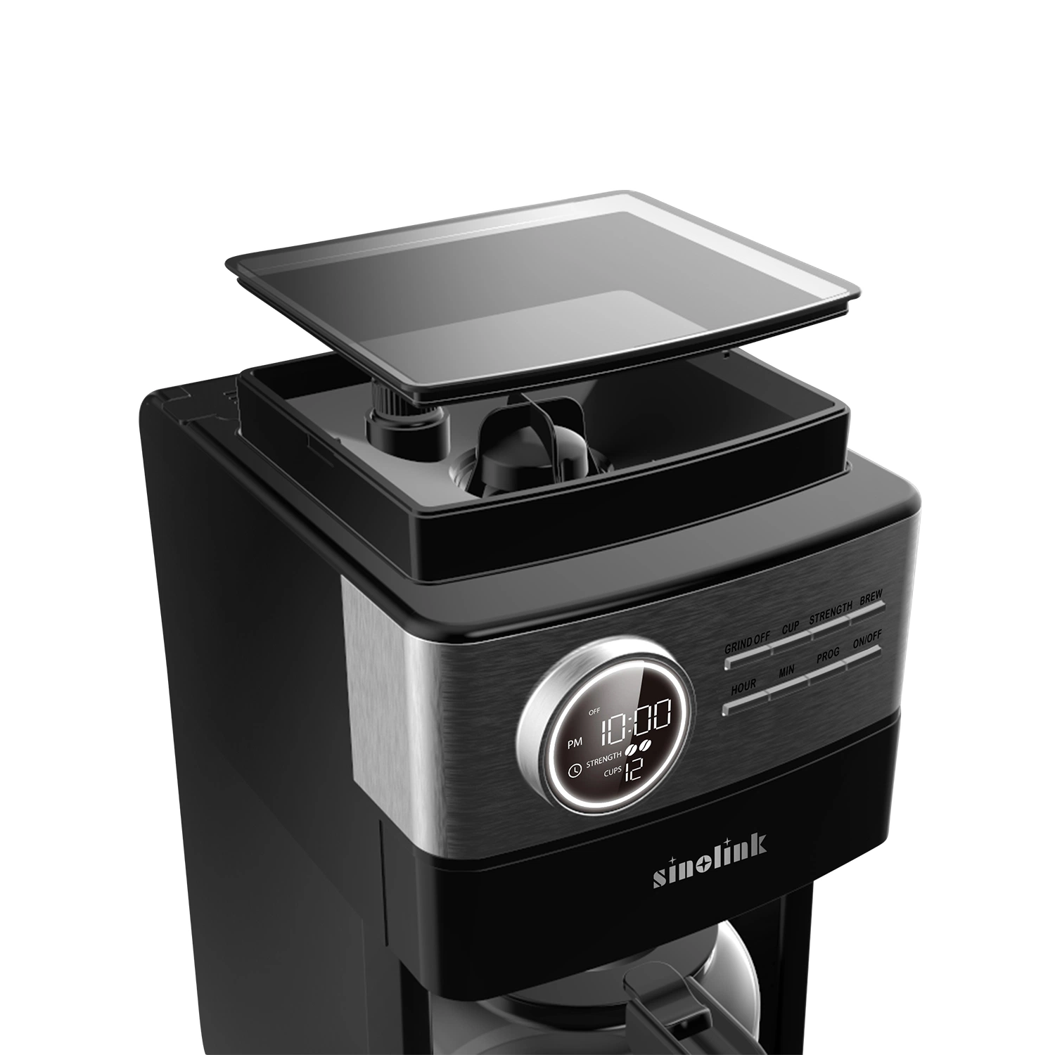 Máquina de café de 12 chávenas com moagem automática e preparação programável