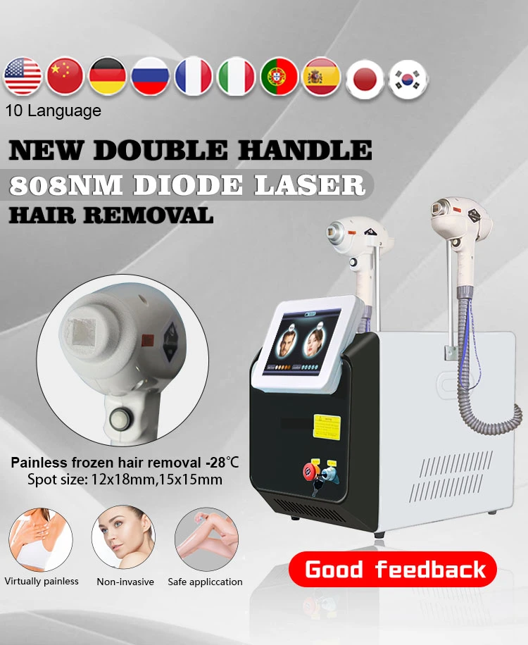 New Laser Hair Removal Machine Diode Laser 755 808 1064 Hair Removal Laser Beauty Equipment with 2 Handle