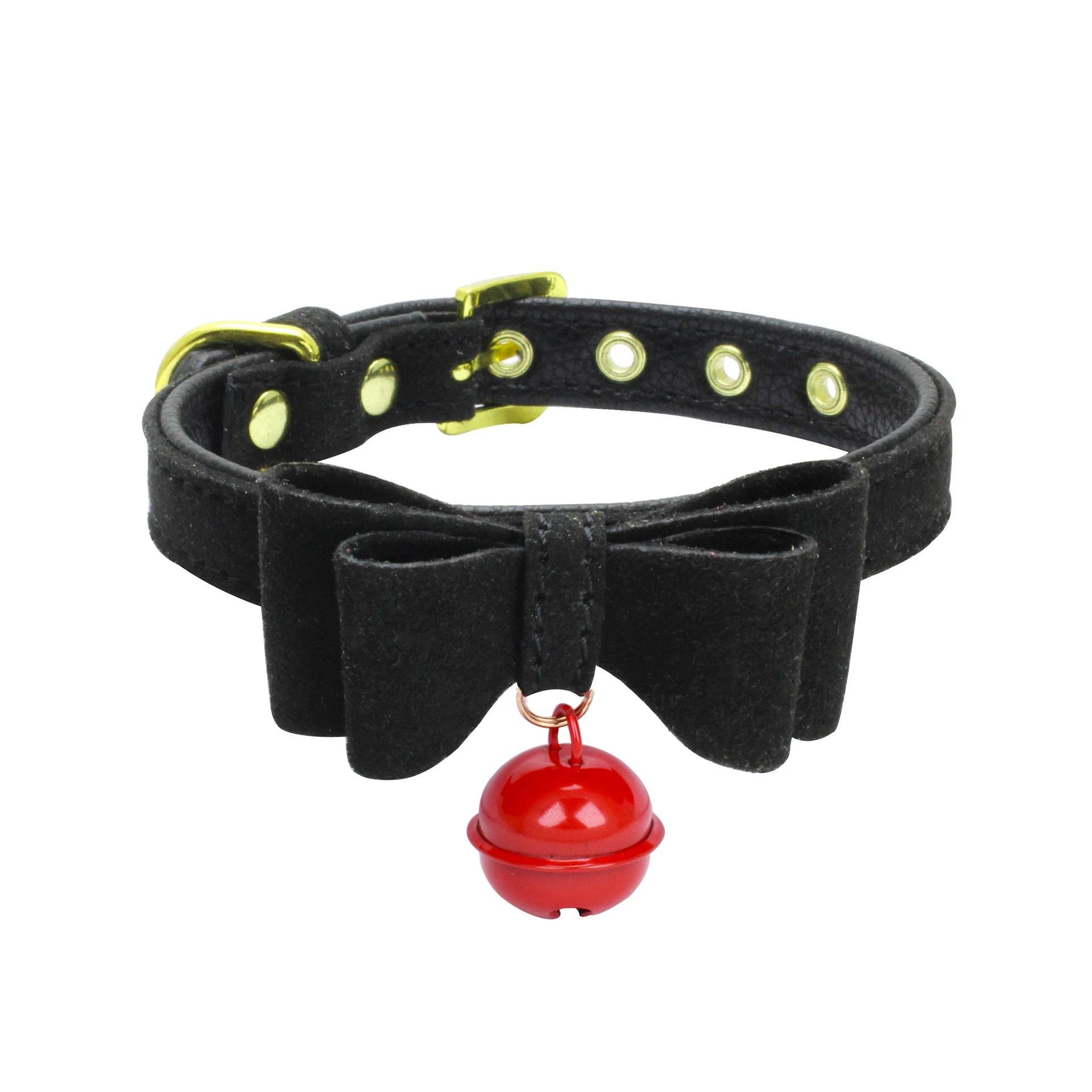 Fashion Style Bow Decoration Bell Pendant PU Leather Pet Collar