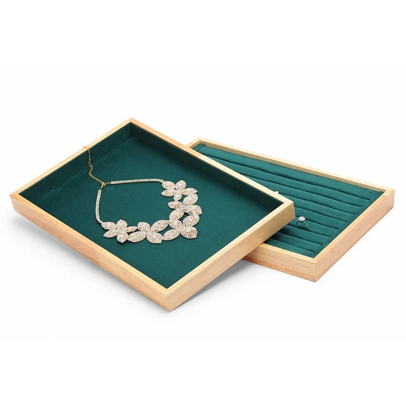 Wholesale/Supplier New Green Velvet Necklace Rings Box Bracelet Pendant Jewelry Earring Storage Jewellery Display Tray