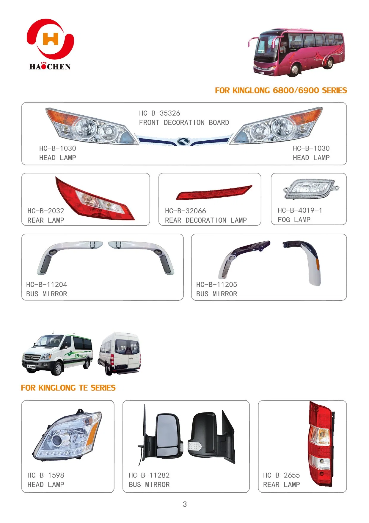 Auto Spare Body Parts Bus Accessories for Kinglong LED Decoration