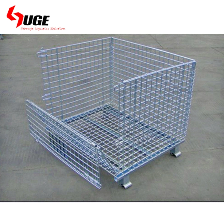 Zinc Galvanizado Electrotatic Spray plegable Tansport Warehouse Logistic Rolling Cart Contenedor para el mercado