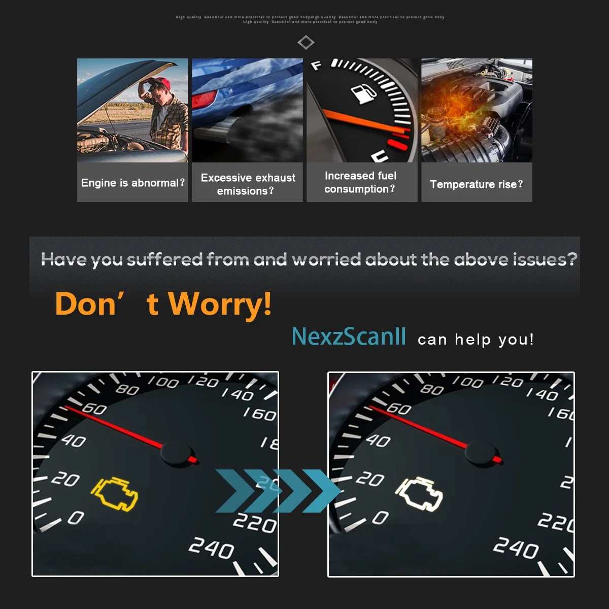 Nexzscan II Auto complète du système de voiture Bluetooth outil de diagnostic OBD2 Numérisation Lecteur de code de voiture pour les véhicules 12V/Android app iPhone IOS