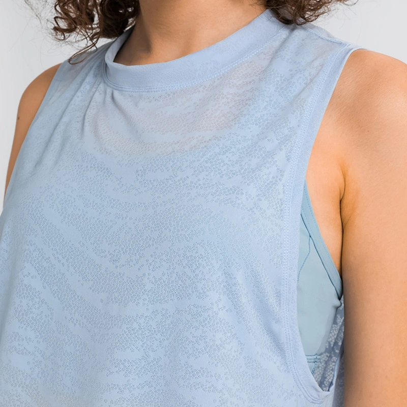 New Jacquard Loose Sports Tank Quick-Dry Crop Tops