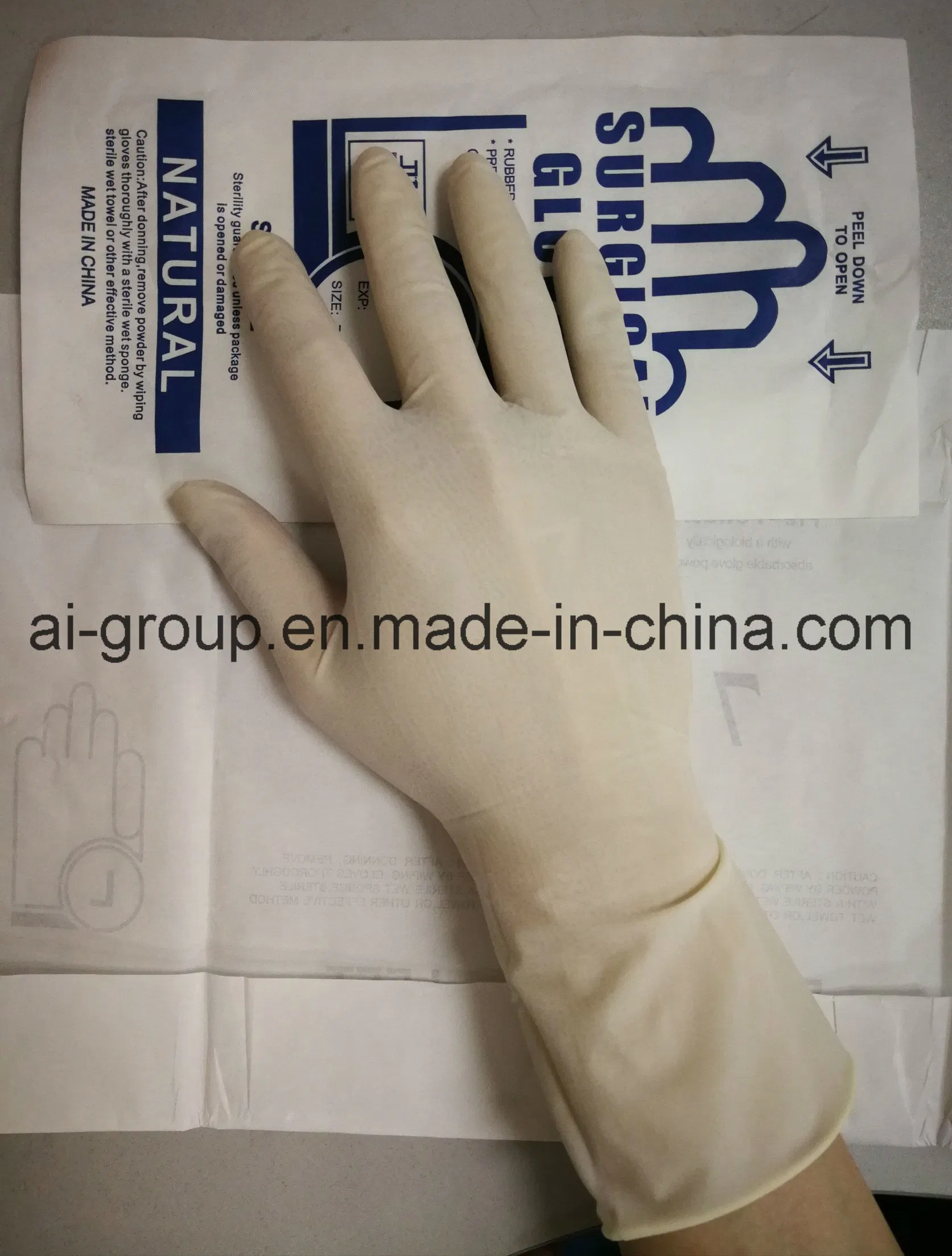 Disposable Natural Rubber Powder or Powder Free Surgical Gloves