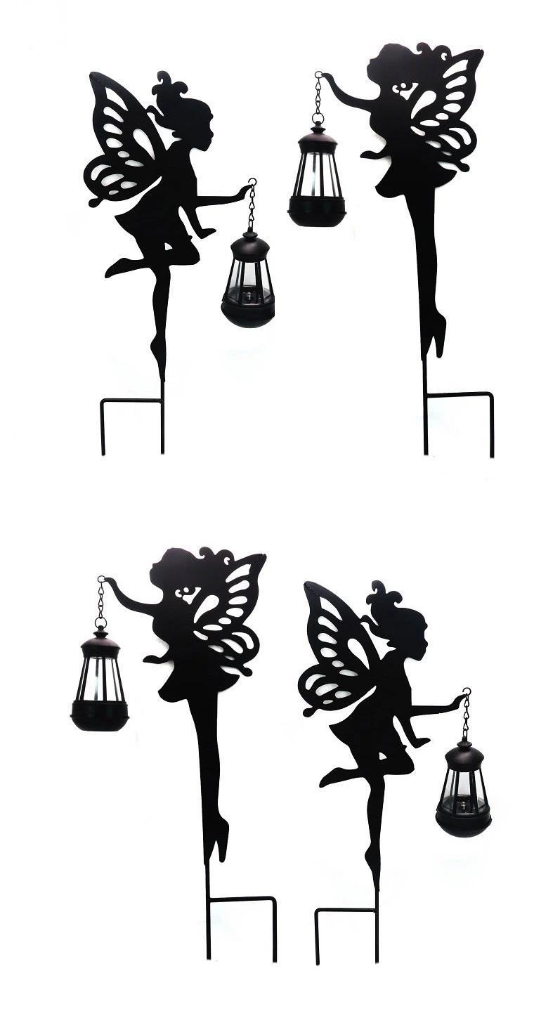 Outdoor Garden Holiday Decoration Wholesale/Supplier Solar Powered Water Proof LED Metal Fairy with Lantern Yard Decorative Lighting with Stake