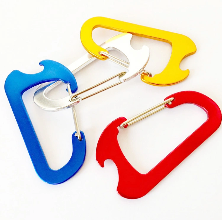 Aluminum D Shaped Bottle Opener Karabiner Keychain