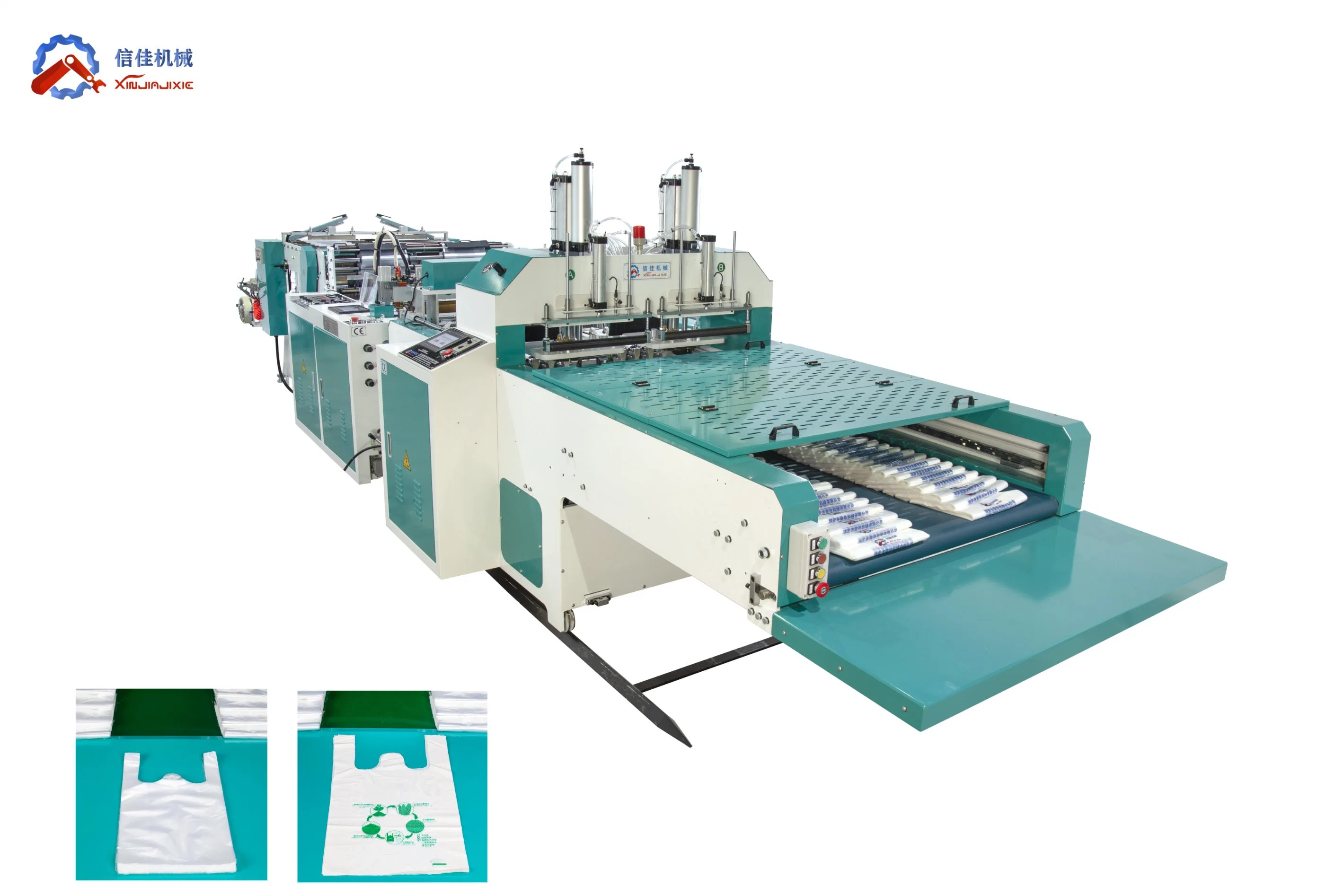 Price Sealing Cutting Double Lines 600PCS HDPE LDPE Biodegradable Shopping T-Shirt Vest Plastic Bag Making Machine