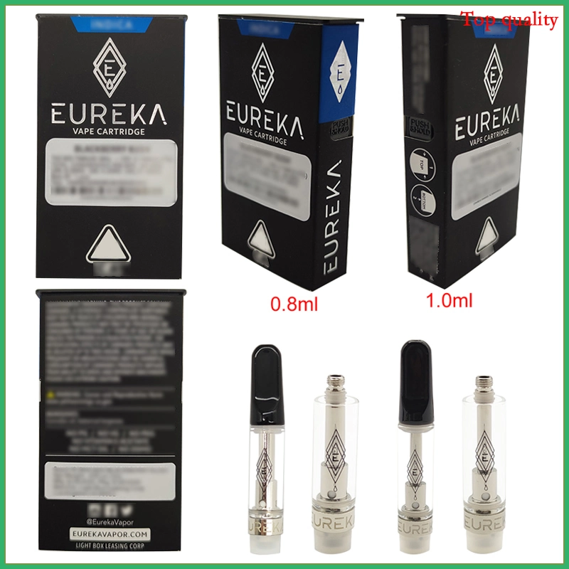 Newest Eureka Cart Ceramic Vape Cart 0.8ml 1.0ml Glass Thick Oil RS Vapor Childproof Box Tank No Leakage Atomizer Diamond Packaging