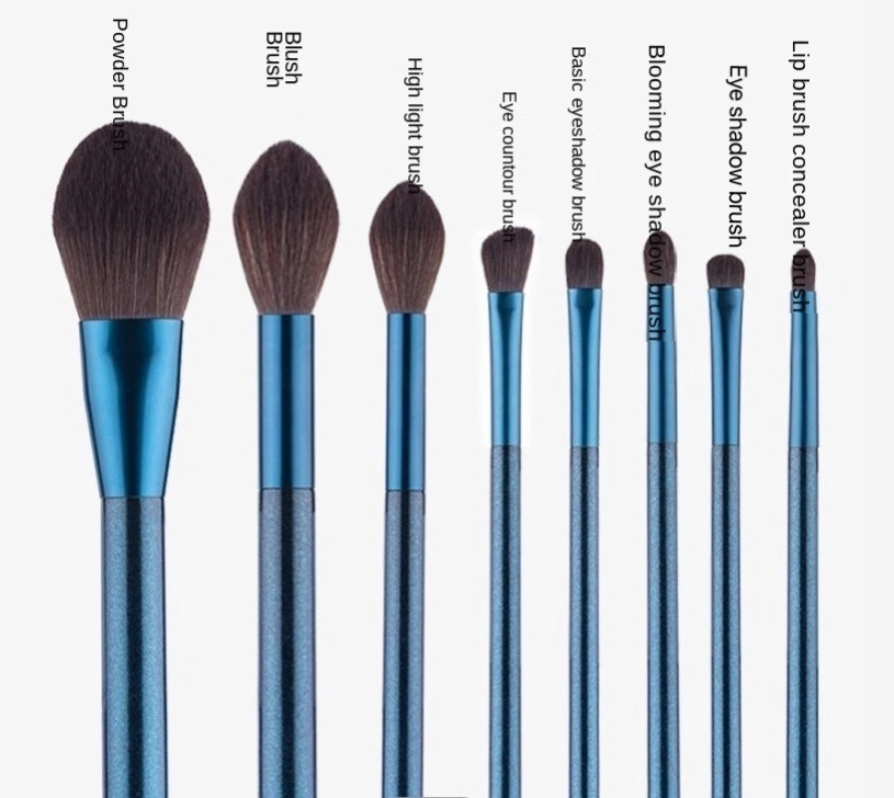 8 PCS Set Blue Magic Brush Soft para la piel fácil Herramientas de maquillaje simple Maquillaje