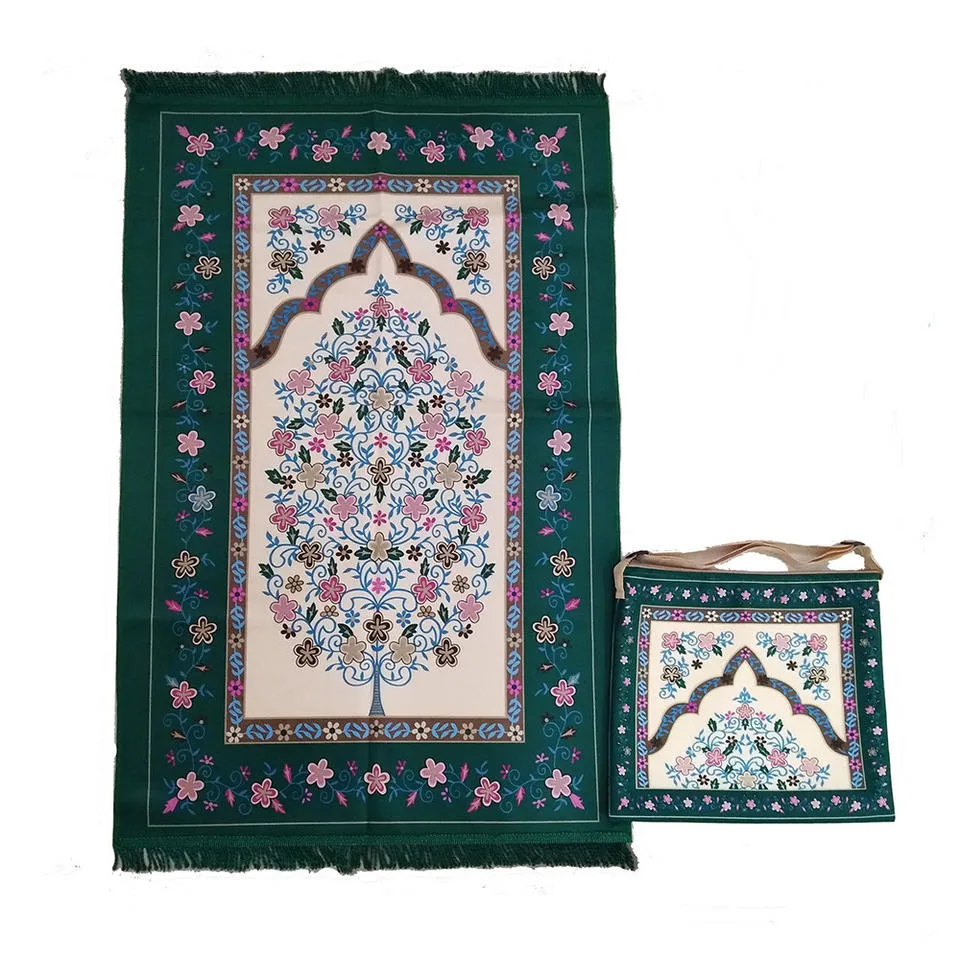 80X120cm Beautiful Design of Muslim Raschel Prayer Mat Islamic Printed Muslim Travel Prayer Rug