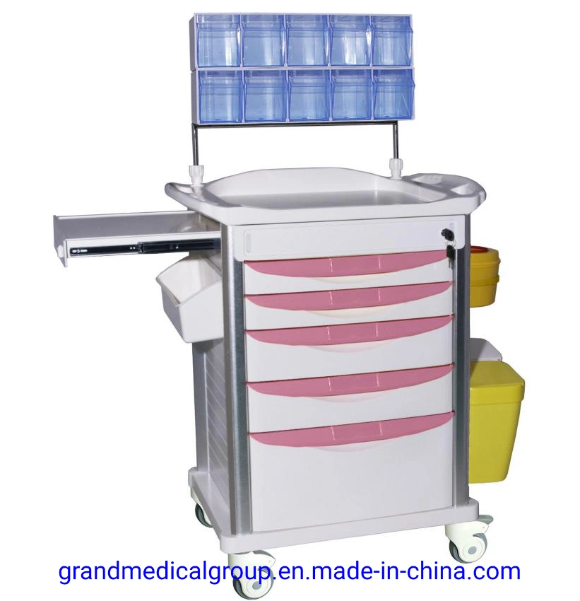 Hospital Furniture Manufacture Medical Emergency Cart Anesthesia Trolley for Hospital