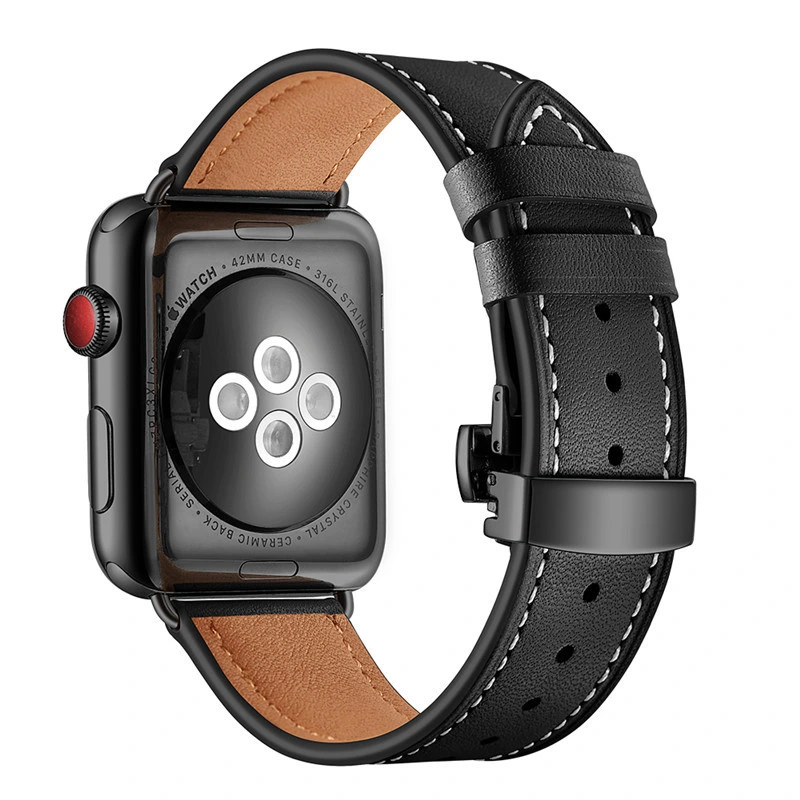 Bracelet de montre intelligent en cuir véritable pour Apple Watch 42mm