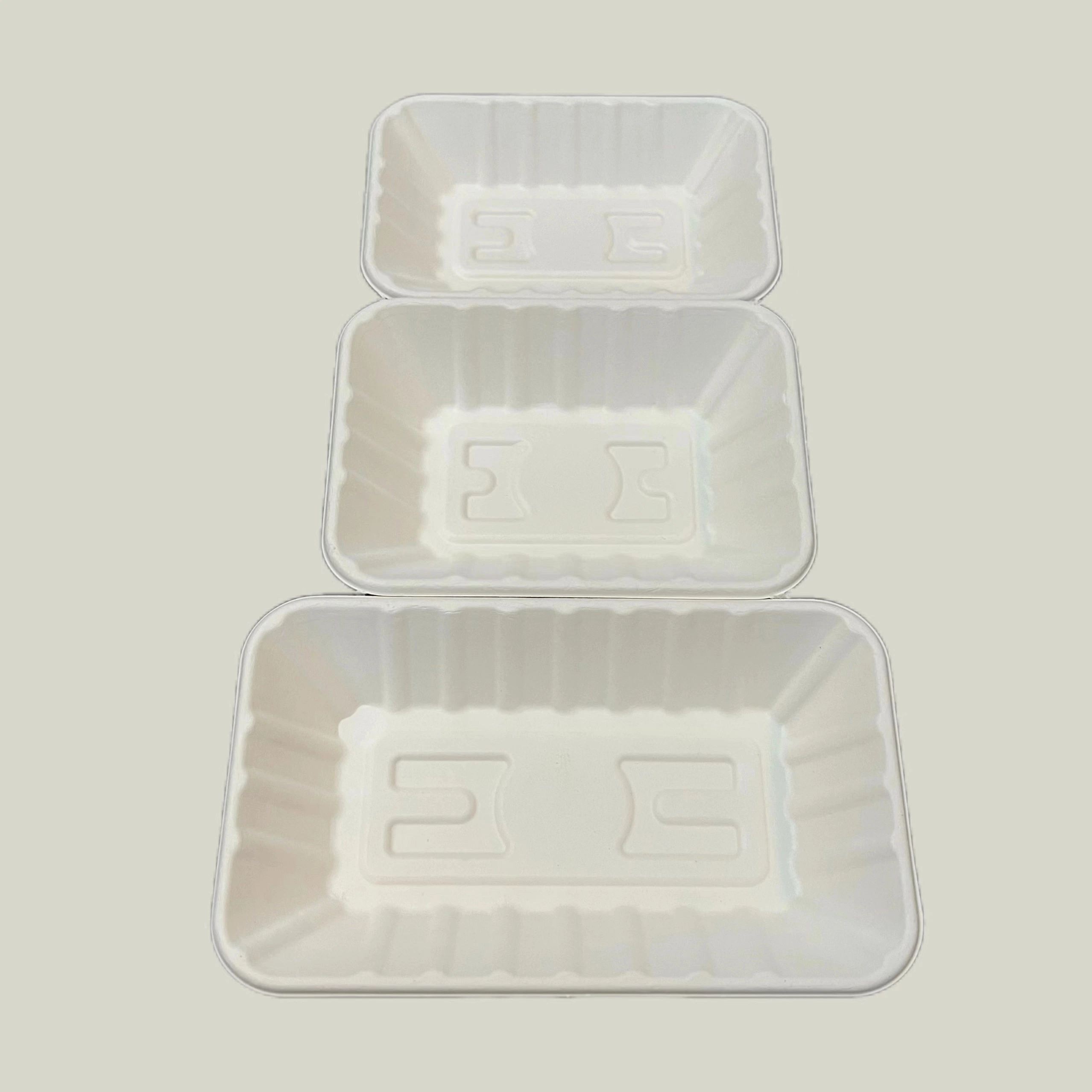 Desechables biodegradables Compostable rectangular de bagazo de caña de azúcar de fruta de la bandeja de comida vegetal /parte vajilla