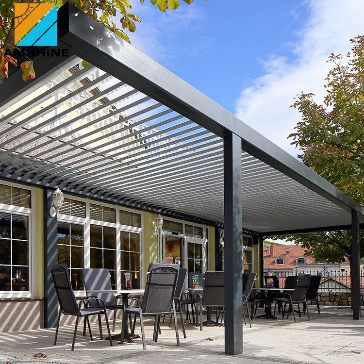 Impermeable Metal Refugio Jardín Pabellón cenador Patio Sala de sol Pergola Bioclimática Auto Motorized aluminio Louvre techo Greenhouse Muebles al aire libre para la venta