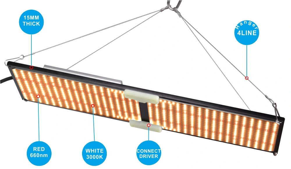 Qb288 240 واط، جودة عالية، طيف كامل داخلي، وبث أوبتيك عالي الجودة يعمل مؤشر LED Quantum بقوة 200 واط على نمو مصنع Weed قابل للتحايل الضوئي النمو التجارية LED مصنع ضوء النمو