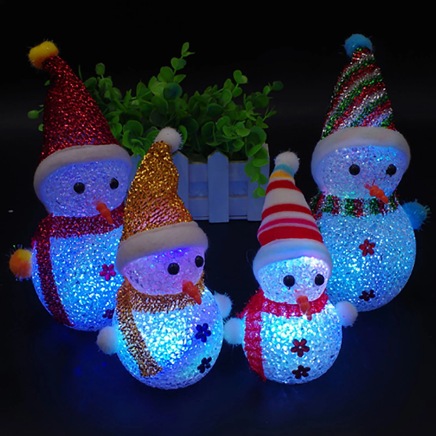 LED Lights Christmas Snowmen Colorful Crystal Grain Christmas Snowman Night Lamp LED