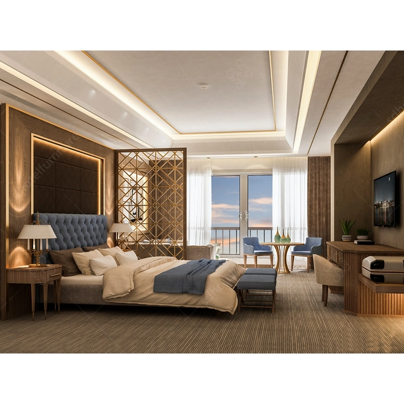 Hotel de luxo quarto interior da fábrica chinesa de mobiliário personalizado Hotel 5 Estrelas Fornecedor do conjunto de quarto