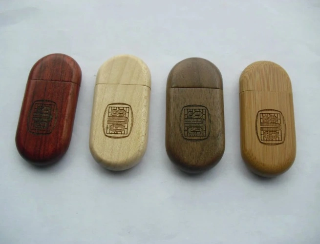 Oval Shaped Eco Wooden Bamboo Paper Material USB Flash Drive